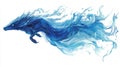 Abstract Watercolor Painting of a Blue Spectral Canine