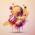Abstract, watercolor painting, cakes, candy, sweets, candy, snacks, fashionable modern art wall