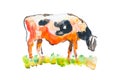 An abstract watercolor painting of a cow feeding grass Royalty Free Stock Photo