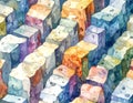 Abstract Watercolor Blocks in Varied Hues and Textures Royalty Free Stock Photo