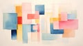 Abstract Watercolor Painting: Geometric Aesthetics With Soft Translucent Squares