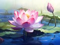 Abstract watercolor painting of lotus flower. The lotus flower is known as the queen of water plants. Generative AI. Royalty Free Stock Photo