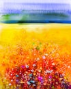 Abstract watercolor painting purple cosmos flower