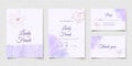 Abstract watercolor purple floral wedding invitation card set Royalty Free Stock Photo