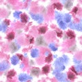 Abstract watercolor seamless background with Mottled Lavender Coloured, Magenta and Blue colored jn white.