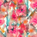 Abstract watercolor seamless pattern with splatter spots, drops and splashes Royalty Free Stock Photo