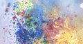 Abstract watercolor smear blot painting. Color long horizontal texture background