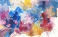 Abstract watercolor smear flow blot painting. Color long horizontal texture background