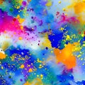 763 Abstract Watercolor Splashes: An artistic and expressive background featuring abstract watercolor splashes in vibrant and bl