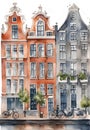 Abstract watercolor style painting Of Amsterdam