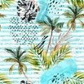 Abstract watercolor summer seamless pattern. Royalty Free Stock Photo