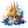 Abstract watercolor of temple background wallpaper