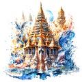 Abstract watercolor of temple background wallpaper