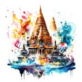 Abstract watercolor of temple background wallpaper