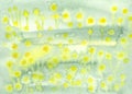 Abstract watercolor textured summer spring green with yellow spots background
