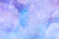 Abstract watercolor vector background. Snowfall on a cold blue winter background. Hand painted watercolor sky and clouds Royalty Free Stock Photo