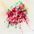 Abstract watercolor vivid colorful background painting with spray, spots, splashes. Hand drawn on paper grain texture Royalty Free Stock Photo