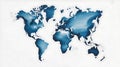 Abstract watercolor world map with blue continents on white background Royalty Free Stock Photo