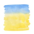 Abstract watercolor yellow blue like sea beach and sky textured background on a white isolated background Royalty Free Stock Photo