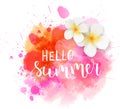 Hello summer watercolored blot Royalty Free Stock Photo