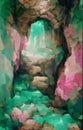 Emerald mine - abstract watercolor painting