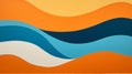 Abstract Waves On Orange And Blue Background: Bold Color-blocked Compositions