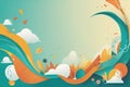 abstract wave background with clouds, vector illustrationabstract wave background with clouds,