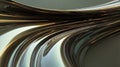 Abstract wave background with smooth flowing lines and metallic gold reflections design element graphic art. Royalty Free Stock Photo
