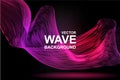 Abstract wave background. Wavy smooth fractal lines on dark backdrop Royalty Free Stock Photo