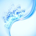 Abstract wave blue background with butterfly