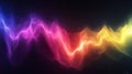 Abstract Wave of Colorful Glowing Particles on Dark Background Dynamic Spectrum Energy Graphic Design