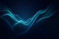 Abstract flowing wave of glowing blue digital particles creating a dynamic and luminous data visualization on a dark background Royalty Free Stock Photo