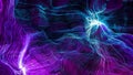 Abstract wave of digital weave lines connecting network dots and dark background