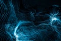 Abstract wave of digital weave lines connecting network dots and dark background