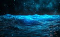 Abstract wave featuring moving dots and lines, illustrating the flow of particles and cyber technology