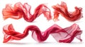 Abstract wave flowing red fabric on transparent. 3d render. Generative AI Royalty Free Stock Photo