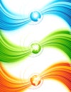 Abstract wave with globe. Vector illustration. Royalty Free Stock Photo