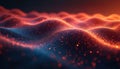 Abstract wave of glowing particles creates a futuristic and dynamic background. This digital art features shimmering lights in Royalty Free Stock Photo