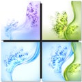 Abstract wave green background with butterfly Royalty Free Stock Photo