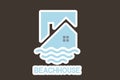 Abstract Wave and House Home Sticker logo design.