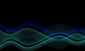 Abstract wave lines dynamic flowing blue and green light isolated on black background. Vector illustration design concept of music Royalty Free Stock Photo