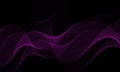 Abstract wave lines dynamic flowing purple light isolated on black background. Vector illustration design concept of music, party