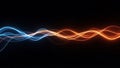 Abstract wave lines pattern dynamic colorful light flowing isolated on black background. Royalty Free Stock Photo