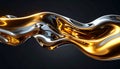Abstract Wave of Liquid Gold and Silver Royalty Free Stock Photo