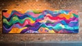 Abstract Wave Painting on Brick Wall Royalty Free Stock Photo