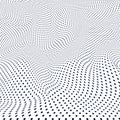 Abstract wave of particles. Surface of wave dots. Dotted geometric background. Vector background