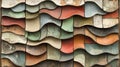 Abstract Wave Pattern of Colorful Distressed Wooden Tiles Royalty Free Stock Photo