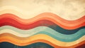 Abstract Wave Pattern Design with Retro 1970s Aesthetic Featuring Distressed Texture and Harmonious Color Stripes Undulating Royalty Free Stock Photo