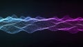 Abstract wave pattern of glowing particles on a dark background representing data flow or sound visualization Royalty Free Stock Photo