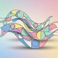 Abstract wave pattern with overlapping geometric shapes in pastel colors Royalty Free Stock Photo